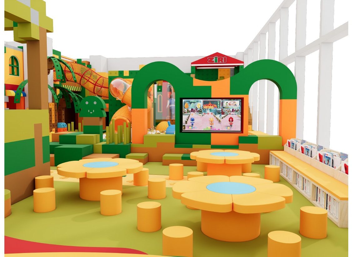Flower tables lounge with game screen